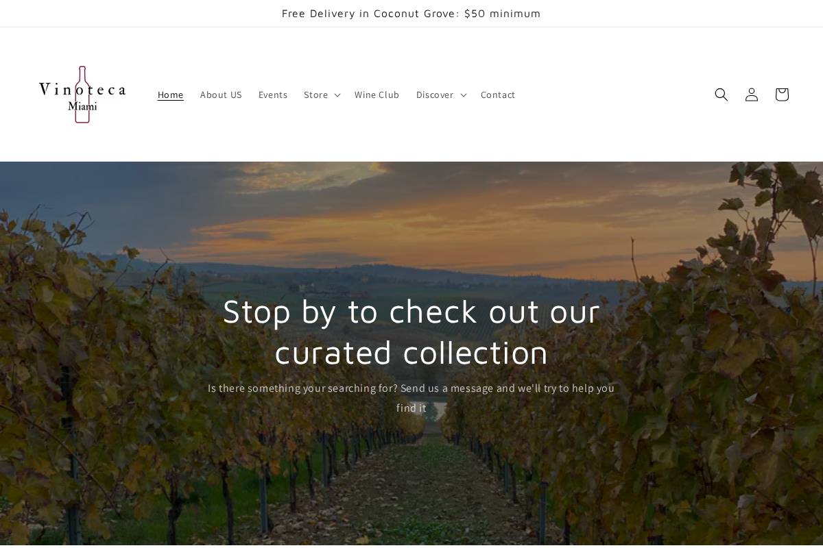 vinotecamiami.com homepage screenshot