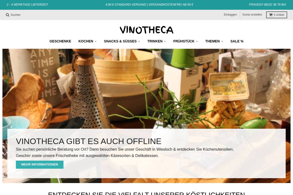 vinotheca.com homepage screenshot