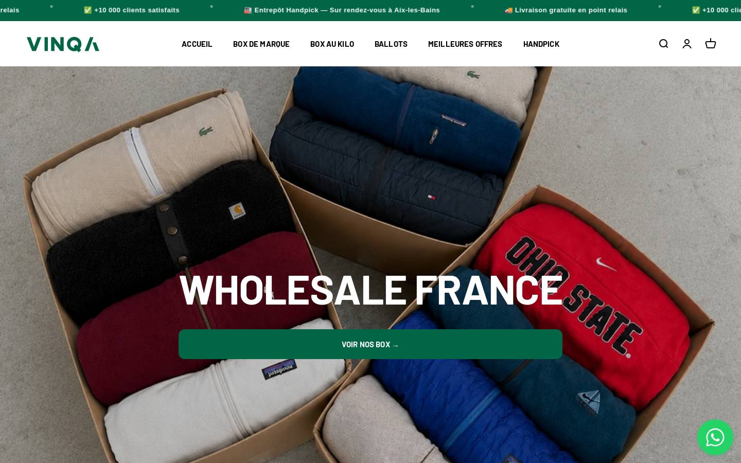 Vinqa Grossiste homepage screenshot