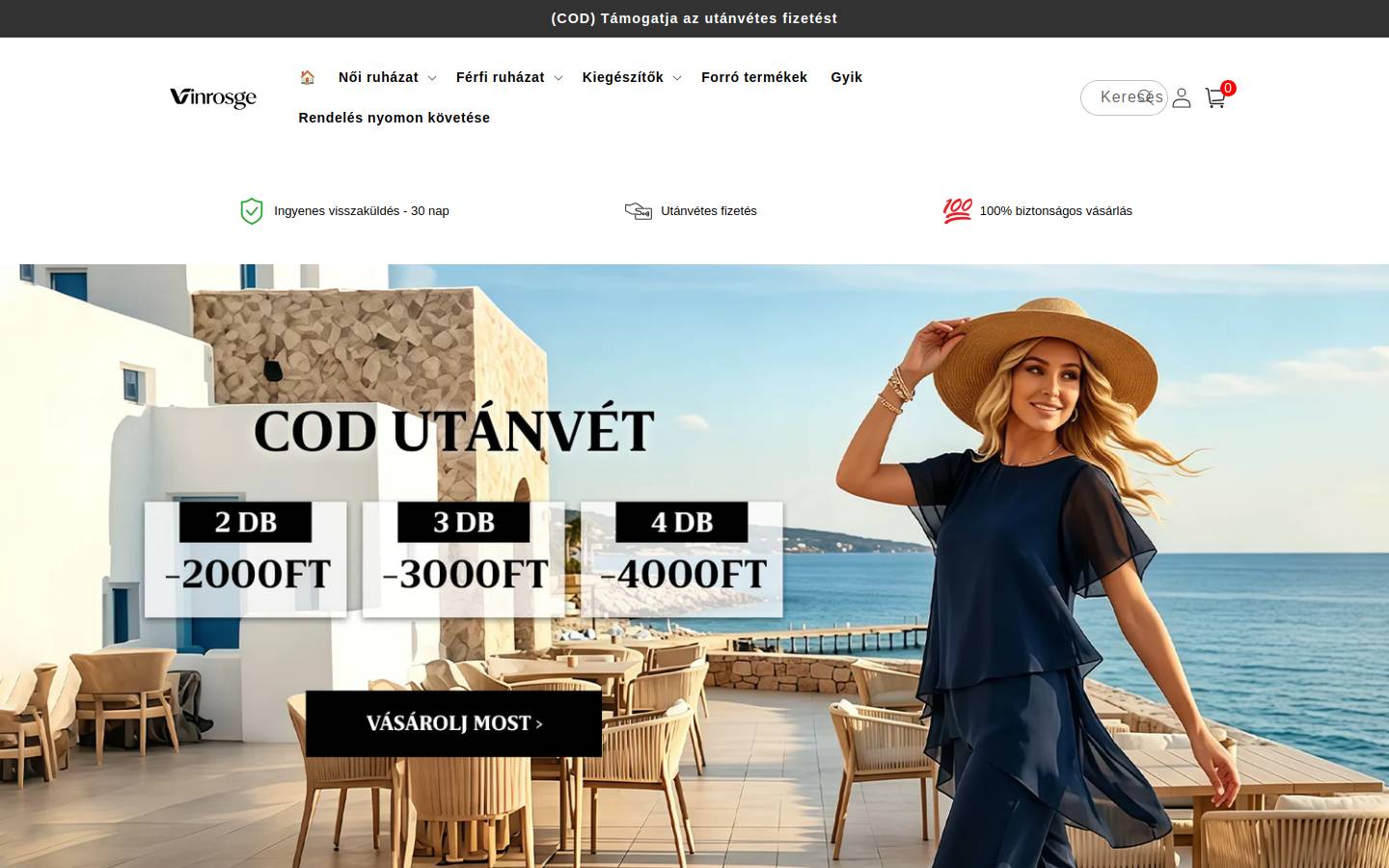 Vinrosge homepage screenshot