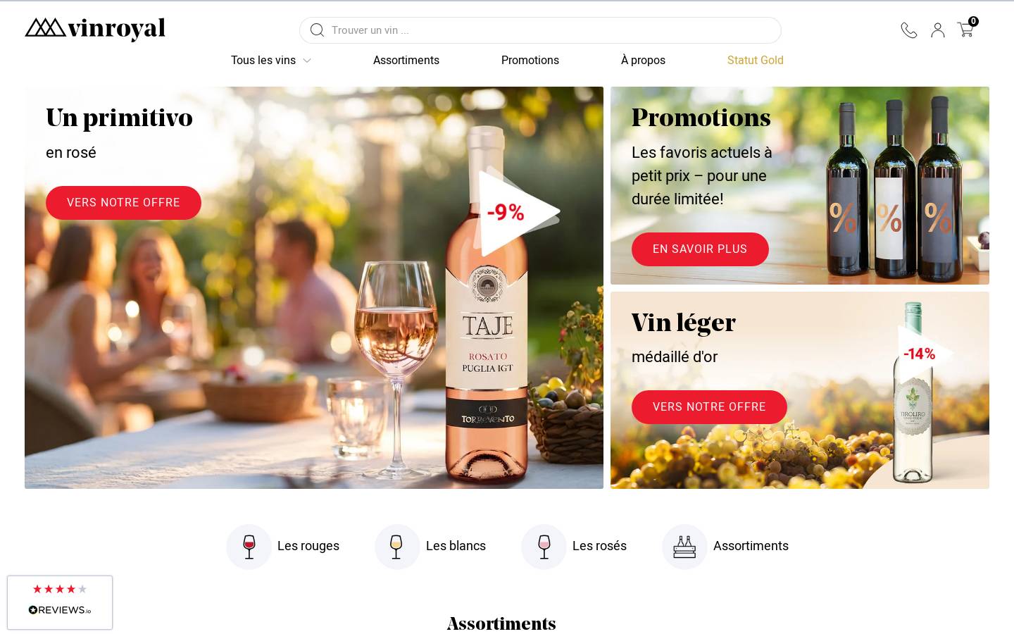 Vinroyal homepage screenshot