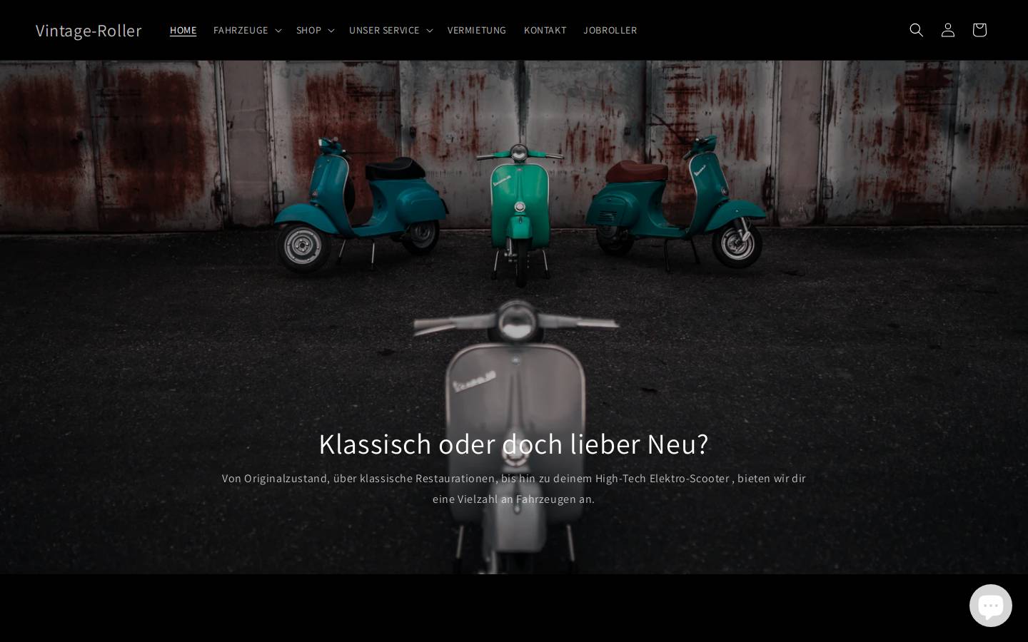 Vintage Roller homepage screenshot