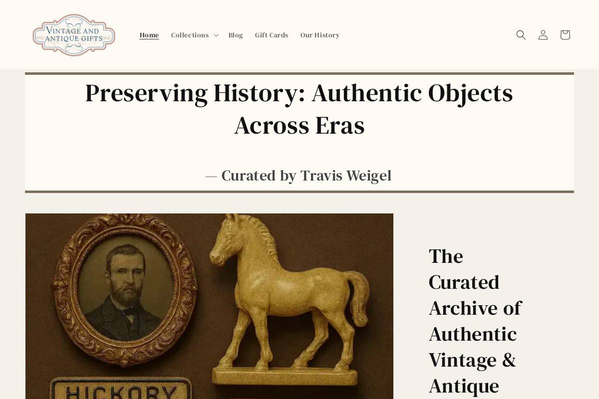 vintageantiquesgifts.com homepage screenshot