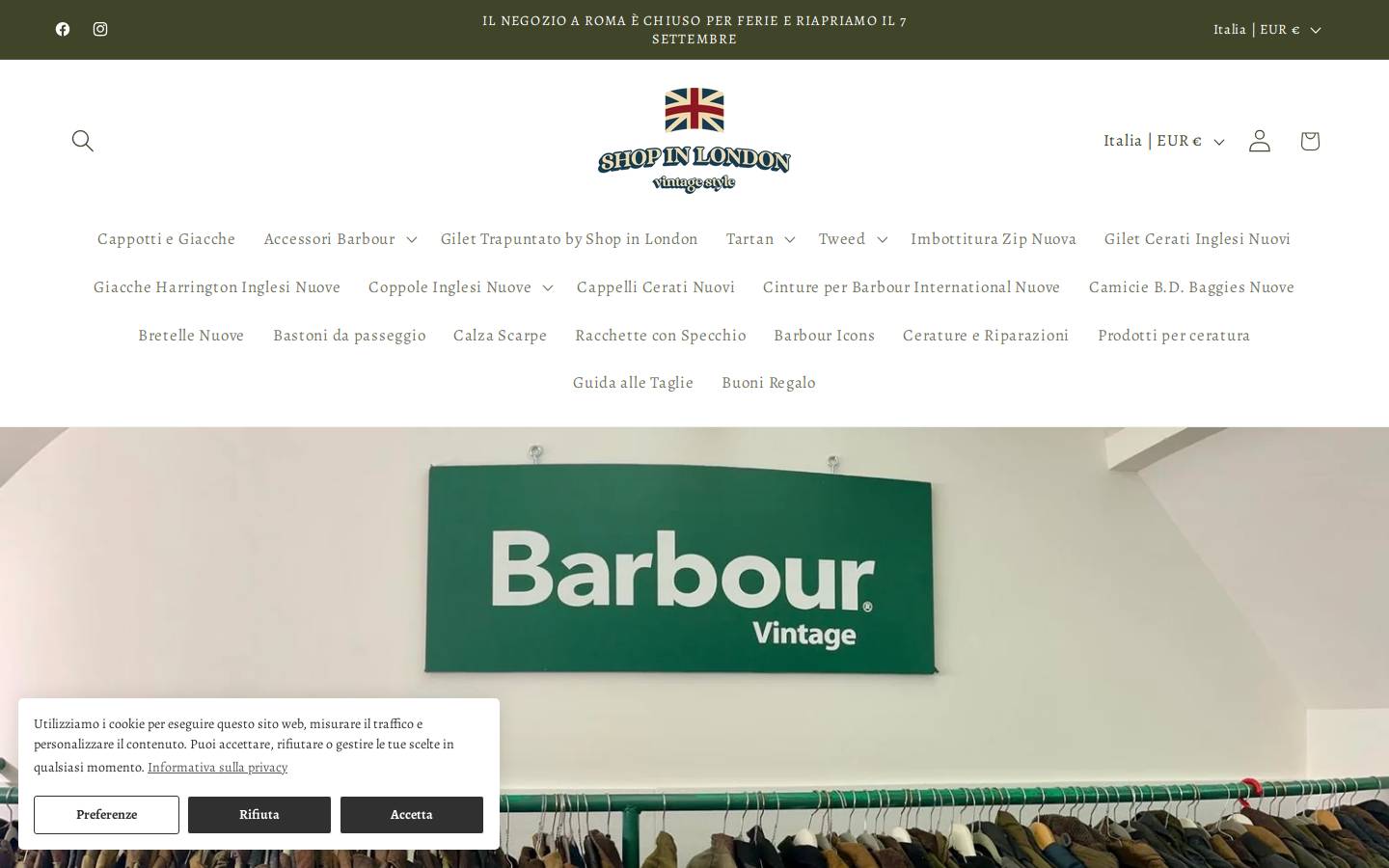 vintagebarbour.it homepage screenshot