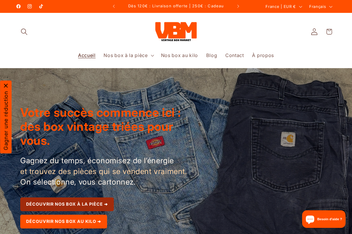 Vintageboxmarket homepage screenshot