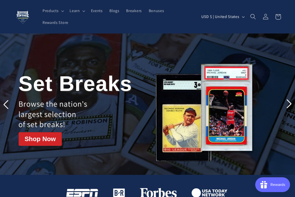 Vintage Breaks homepage screenshot