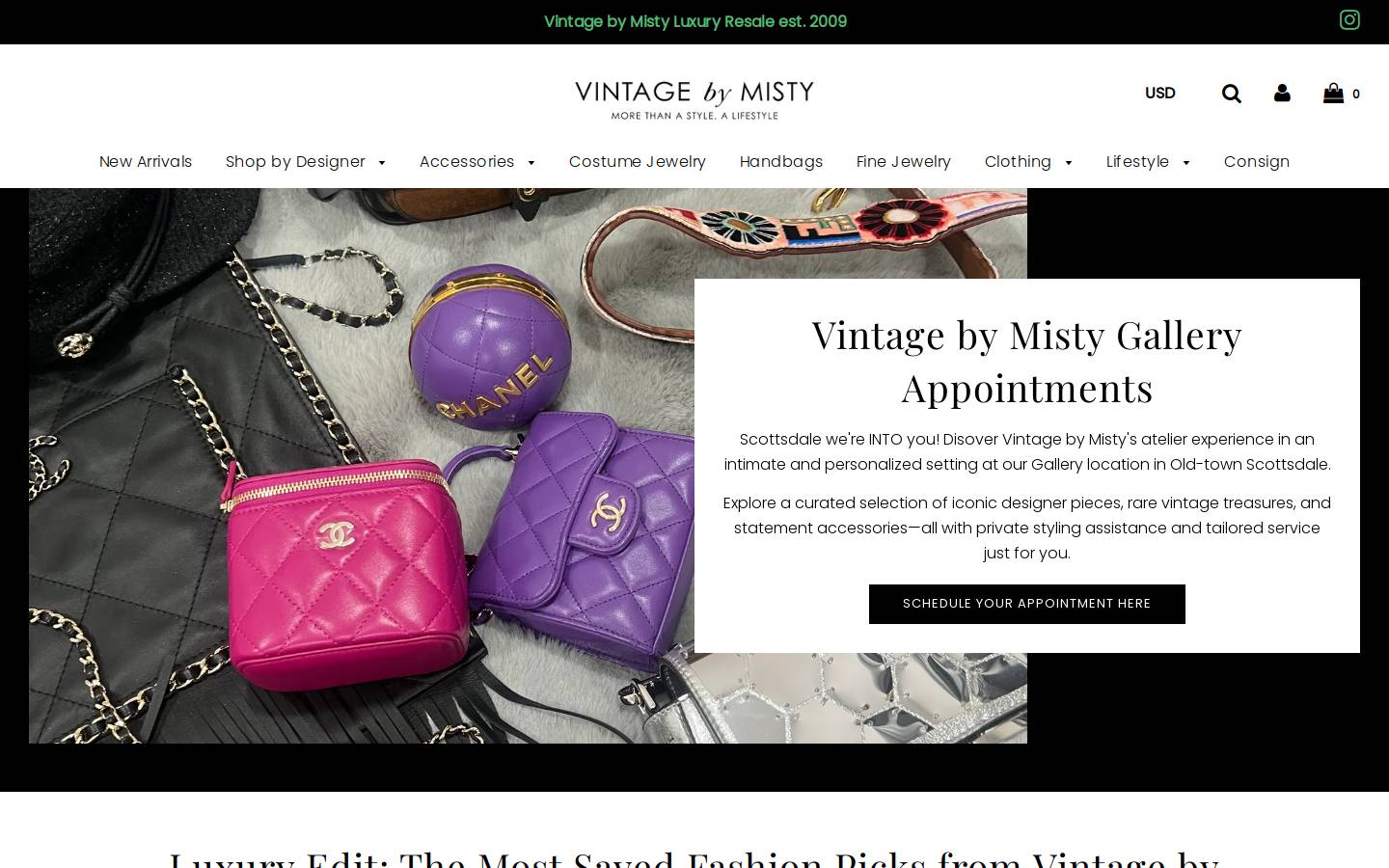 vintagebymisty.com homepage screenshot