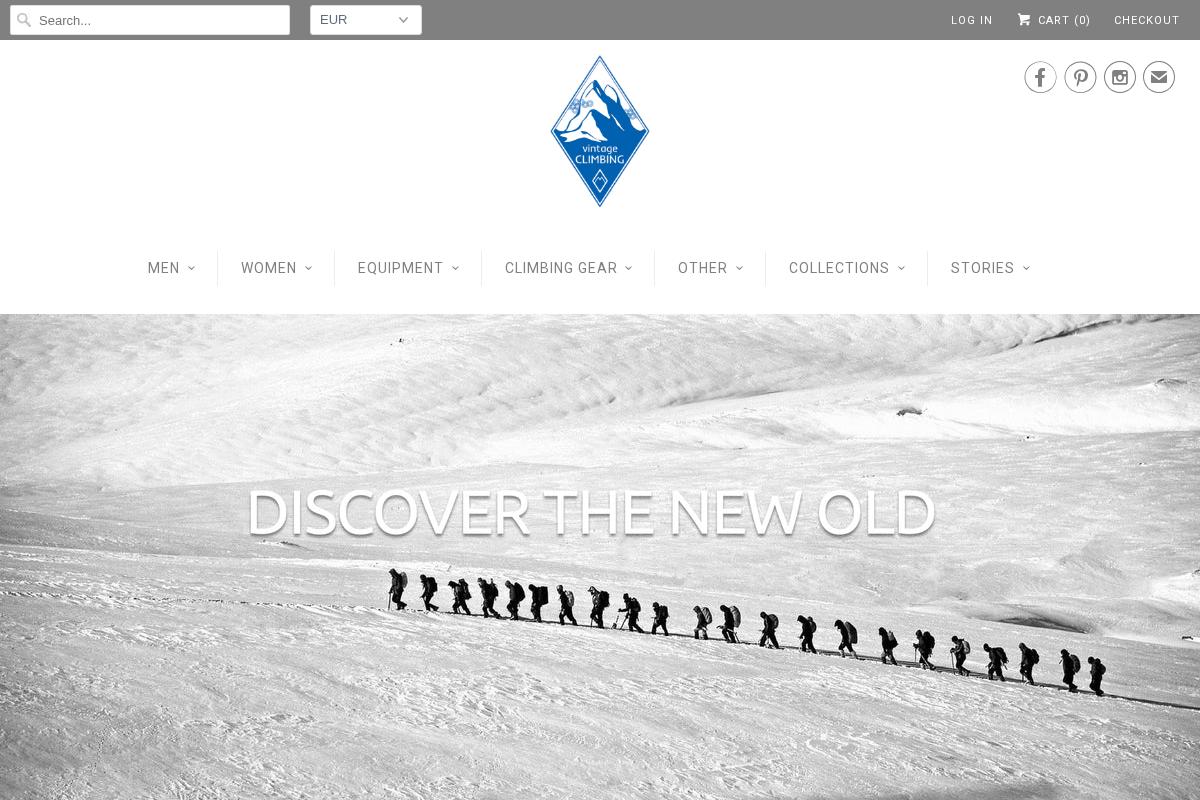 VintageClimbing.com homepage screenshot