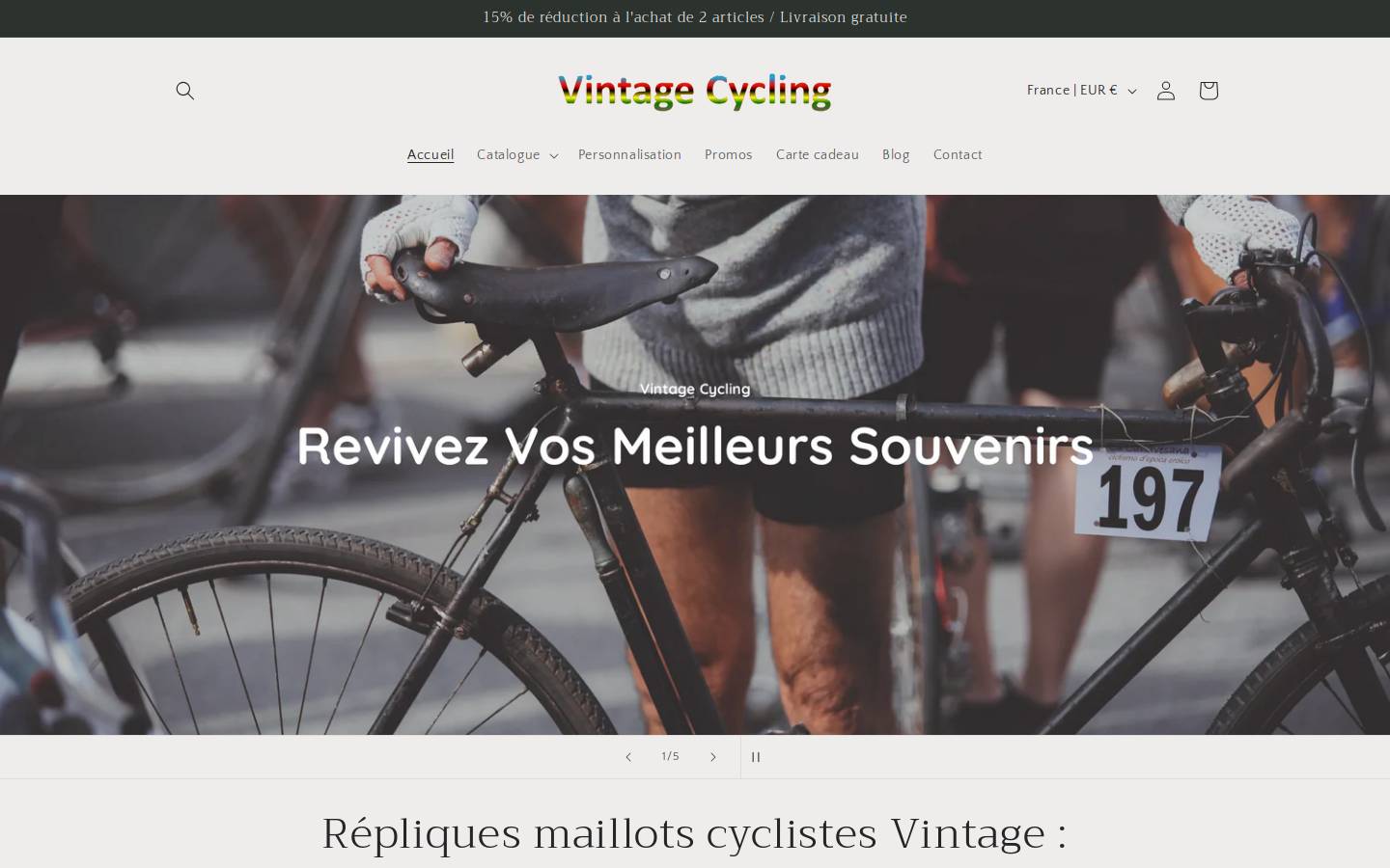 Vintagecycling.fr homepage screenshot