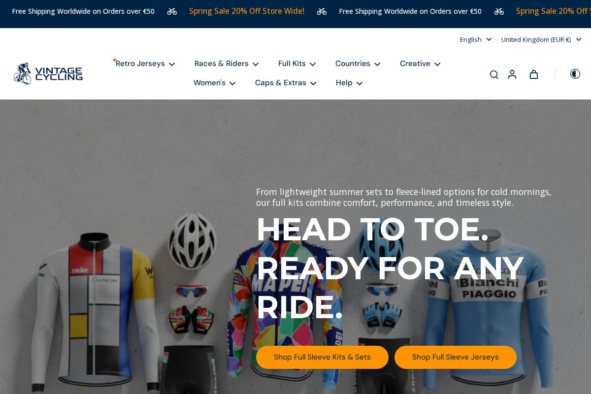 Vintagecycling homepage screenshot