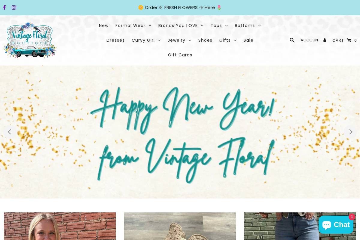vintagefloralboutique.com homepage screenshot