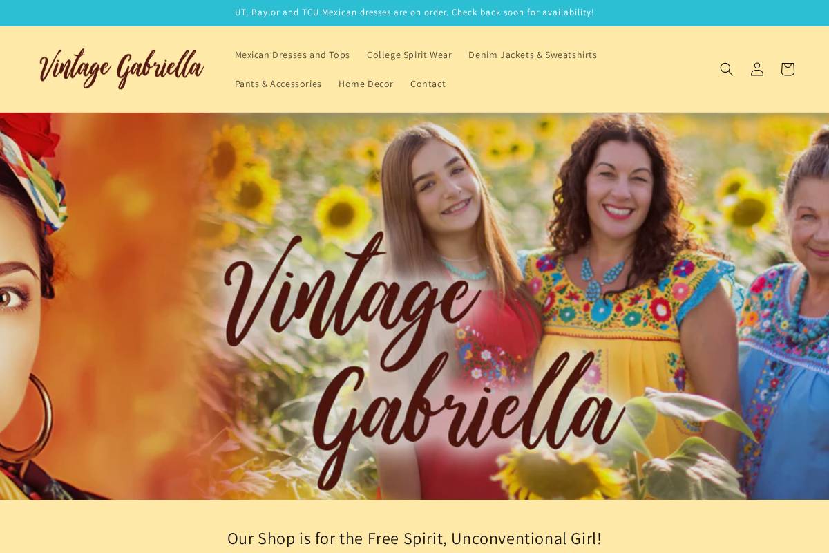 vintagegabriella.com homepage screenshot