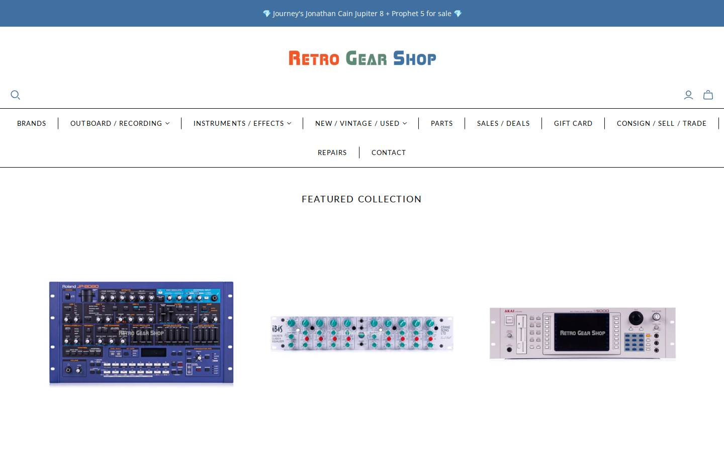 vintagegearshop.com homepage screenshot