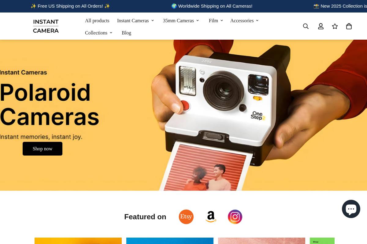 vintageinstantcamera.com homepage screenshot