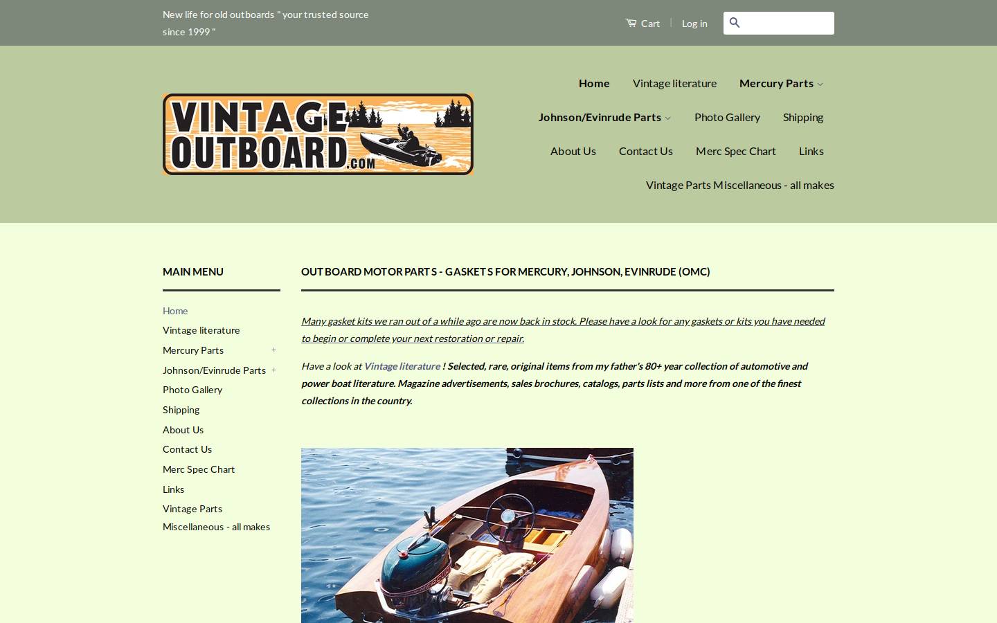 vintageoutboard.com homepage screenshot
