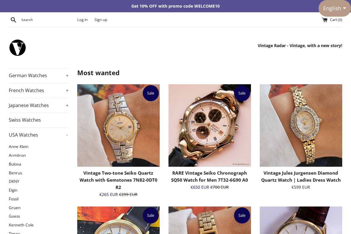 Vintageradar homepage screenshot
