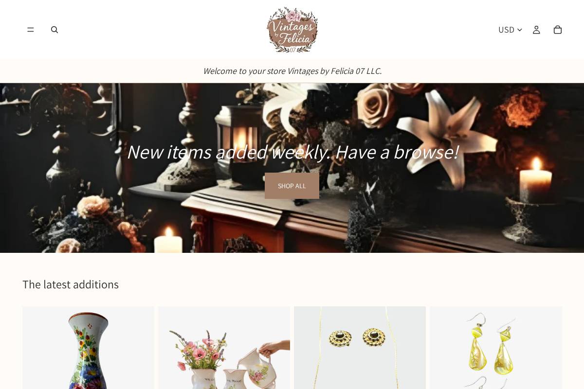 vintagesbyfelicia07.com homepage screenshot