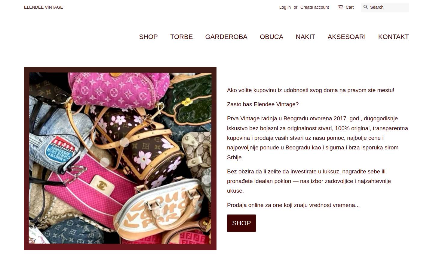 vintageshop.rs homepage screenshot