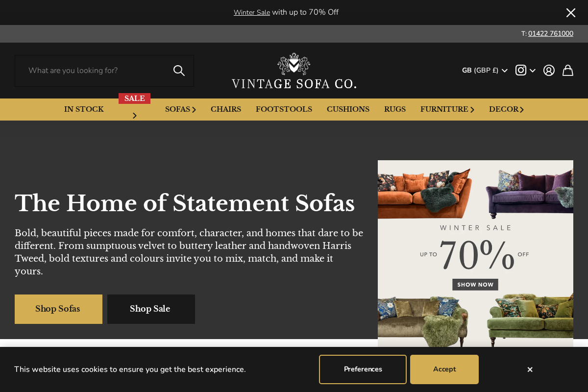 Vintage Sofa Co. homepage screenshot
