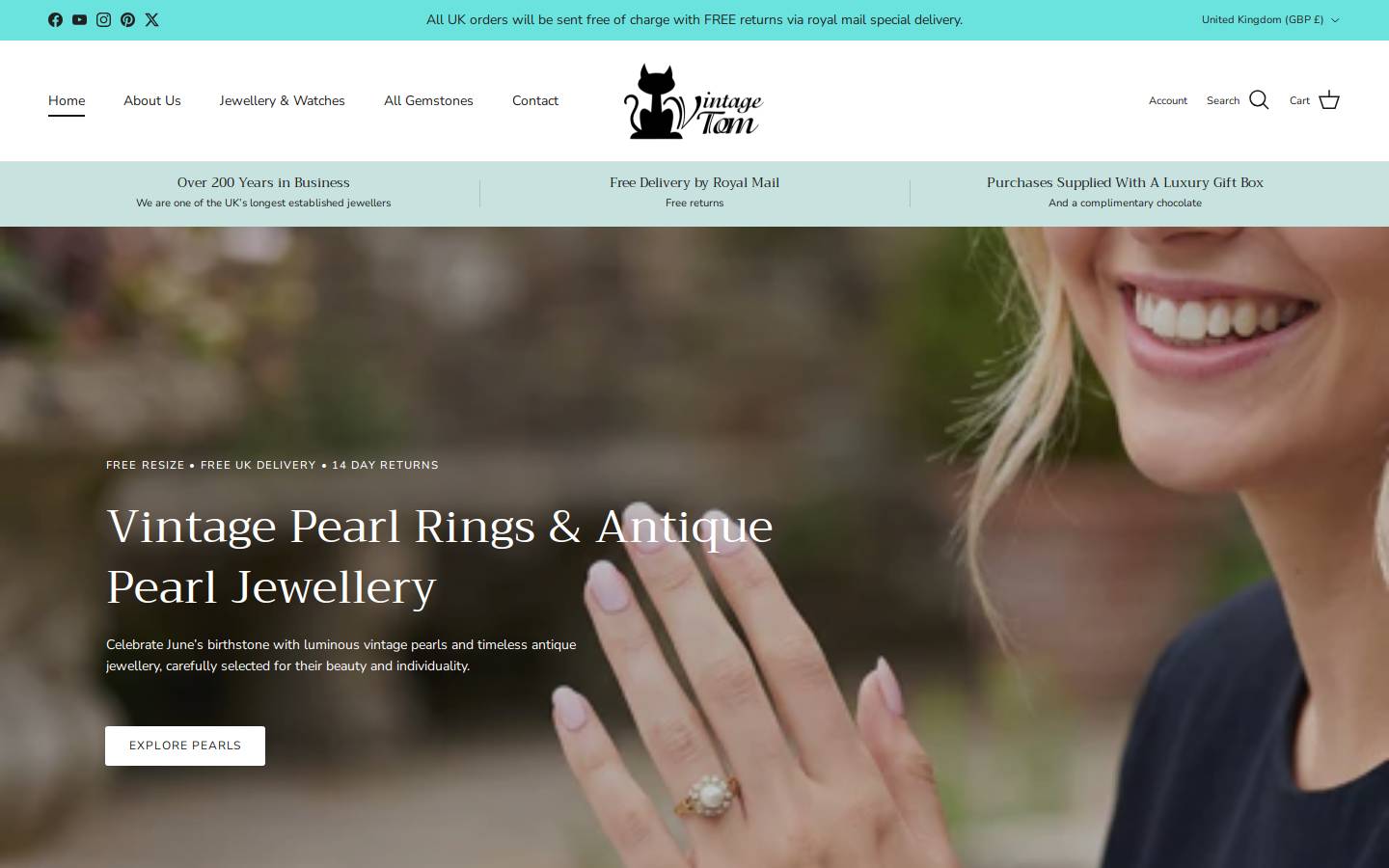 vintagetom.co.uk homepage screenshot