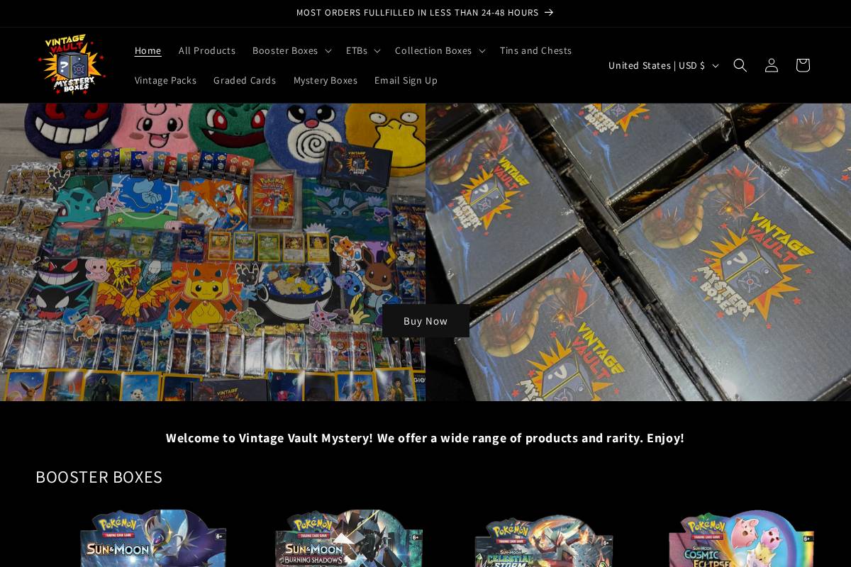 vintagevaultmystery.com homepage screenshot