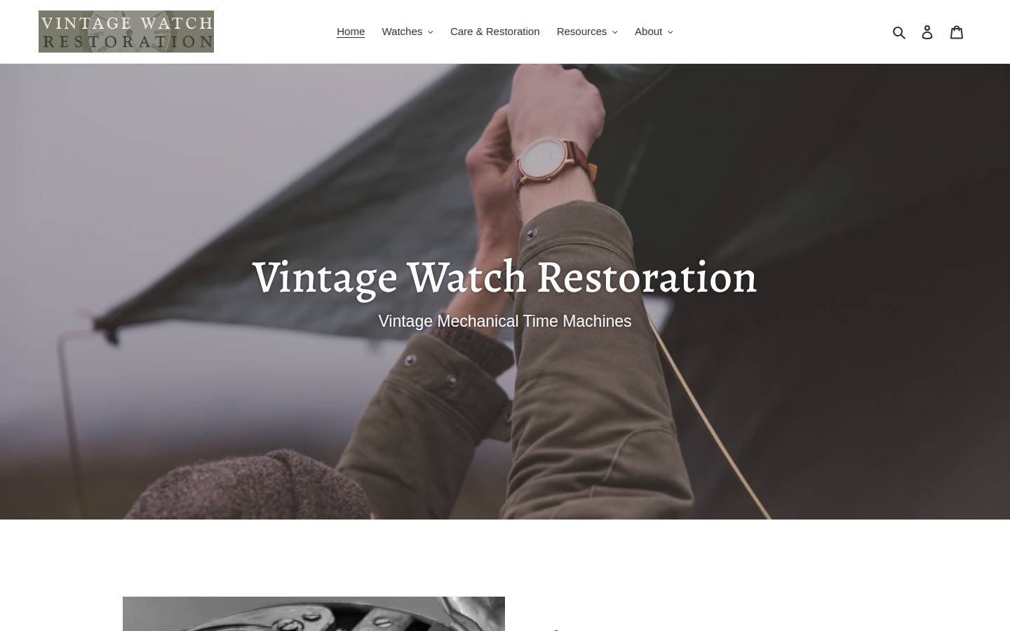 vintagewatchrestoration.com homepage screenshot