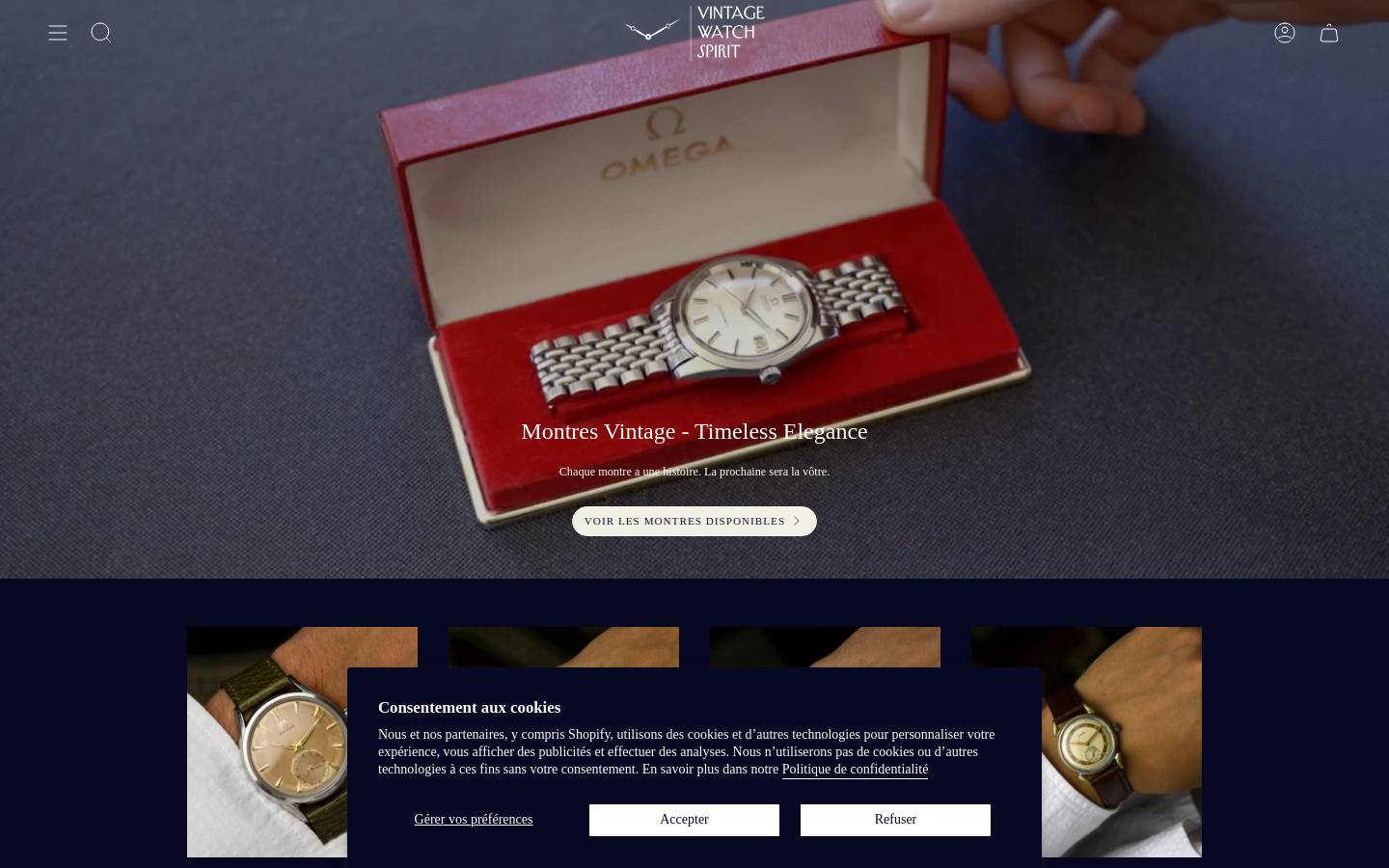 vintagewatchspirit.com homepage screenshot