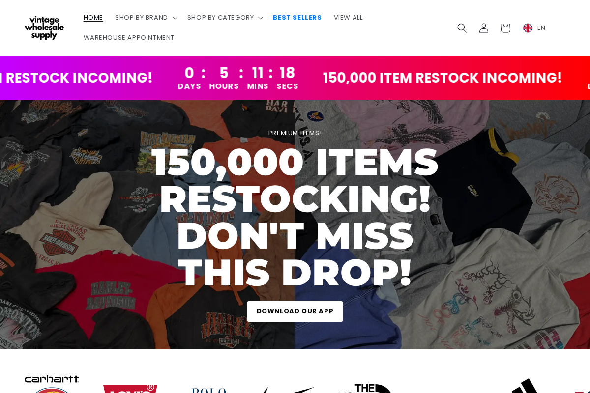 Vintage Wholesale Supply homepage screenshot