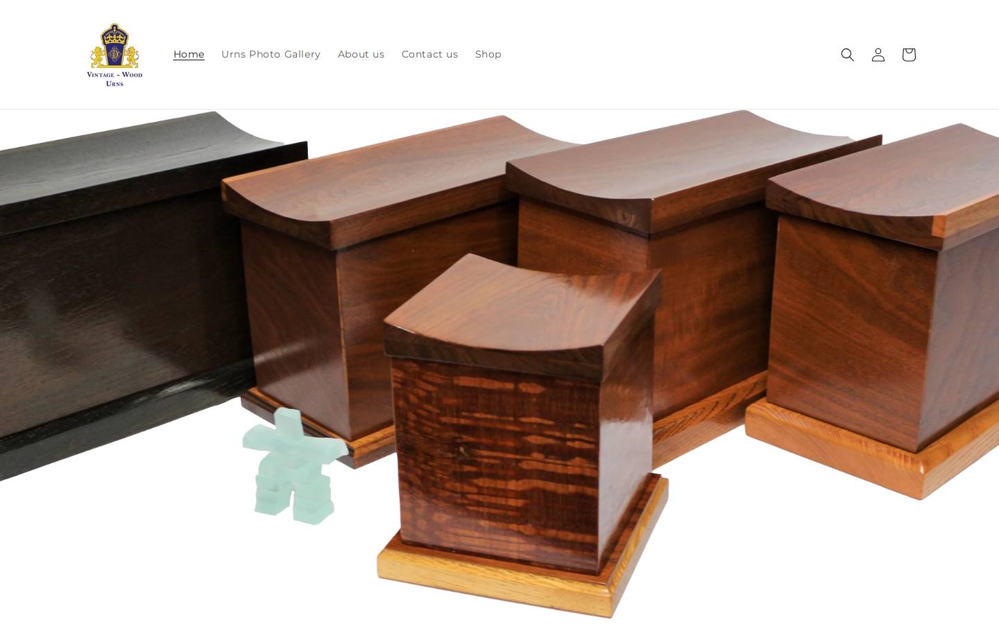 vintagewoodurns.com homepage screenshot