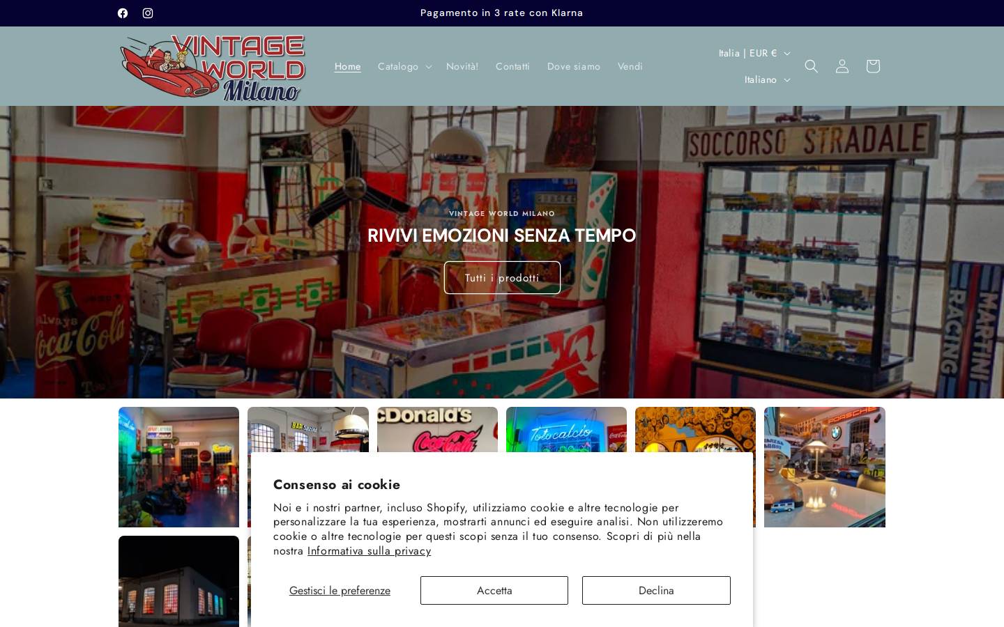 vintageworldmilano.com homepage screenshot