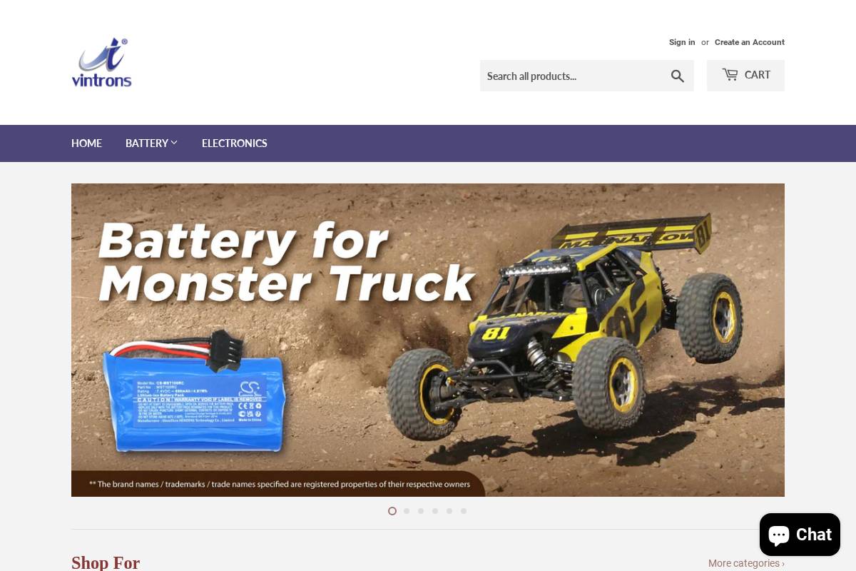 vintrons.com homepage screenshot