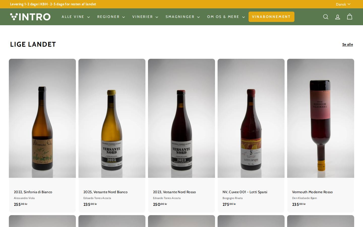 VINTRO homepage screenshot