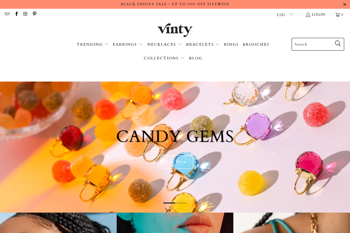 Vintyjewelry homepage screenshot