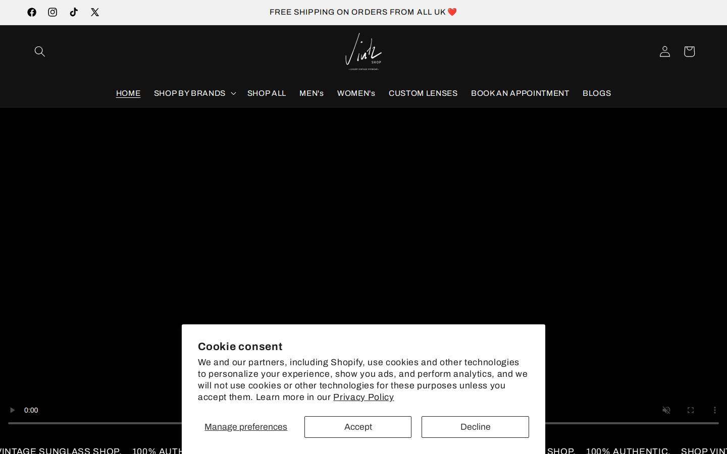 vintzshop.com homepage screenshot