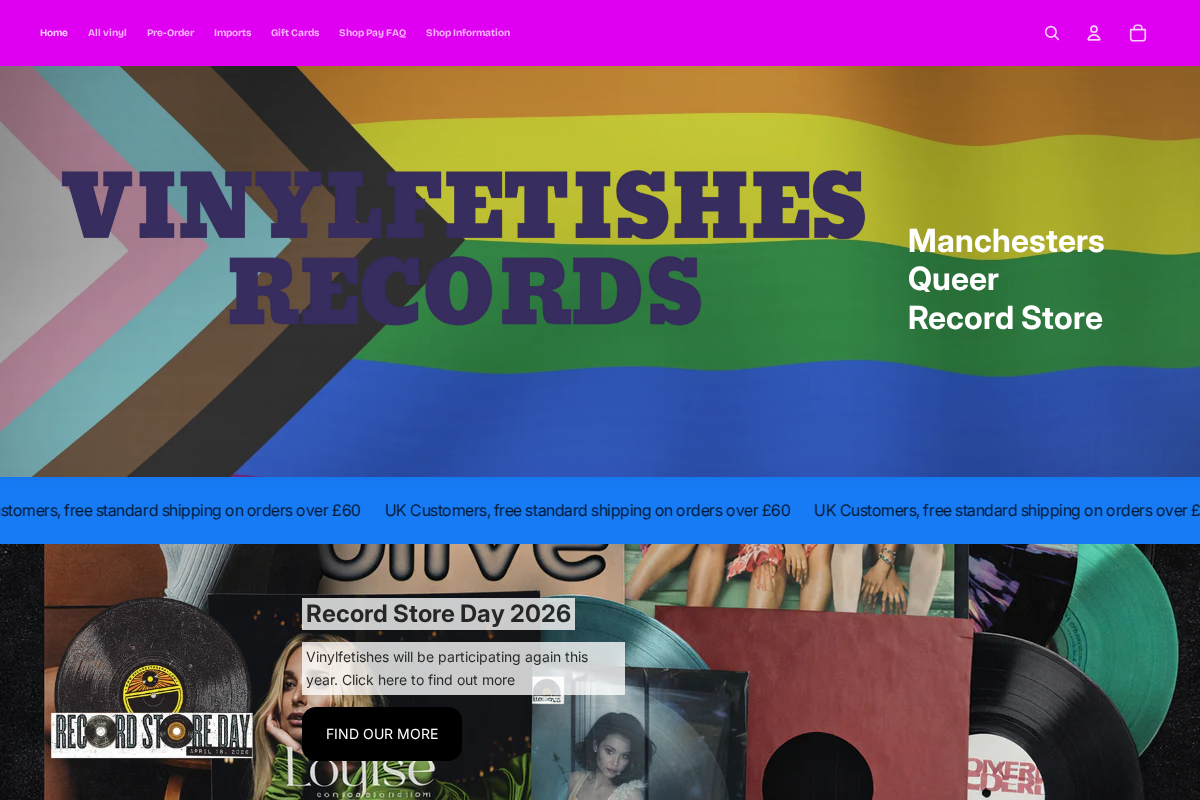 vinylfetishes.com homepage screenshot
