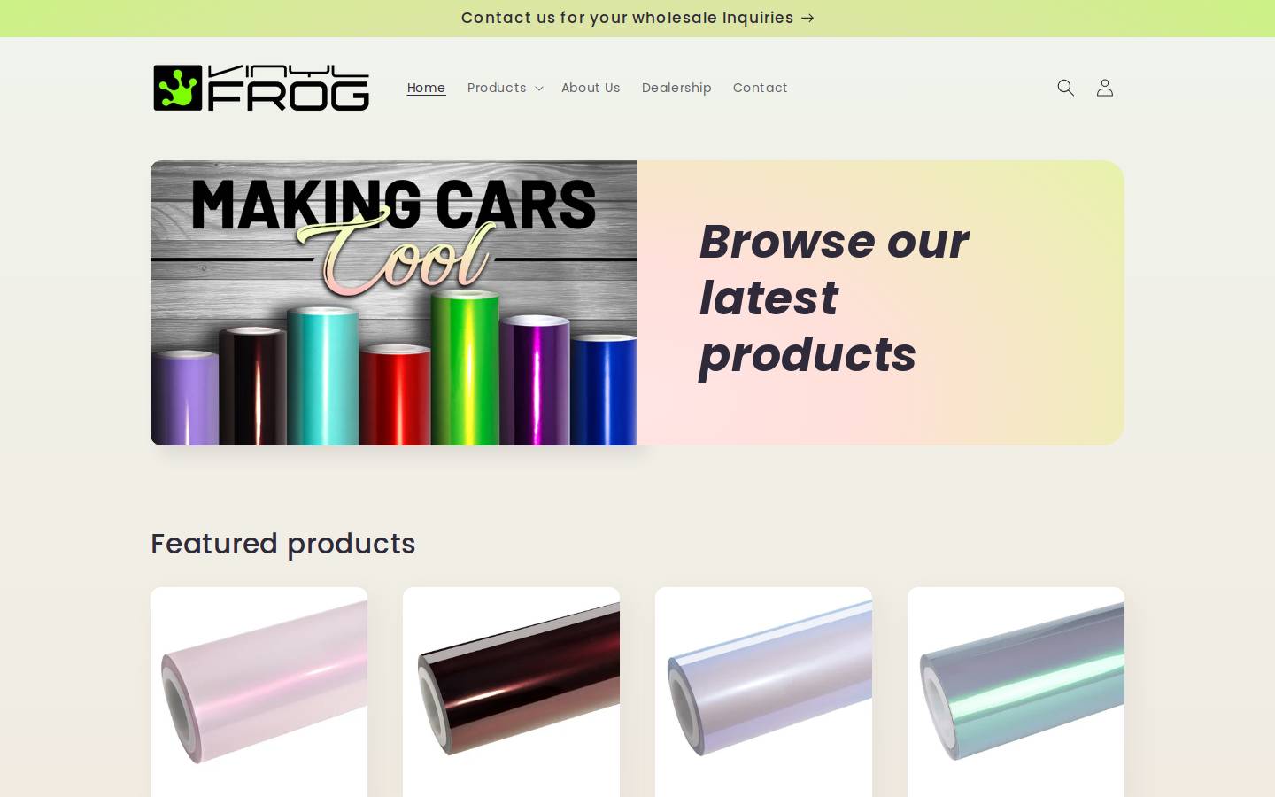 vinylfrogwrap.com homepage screenshot