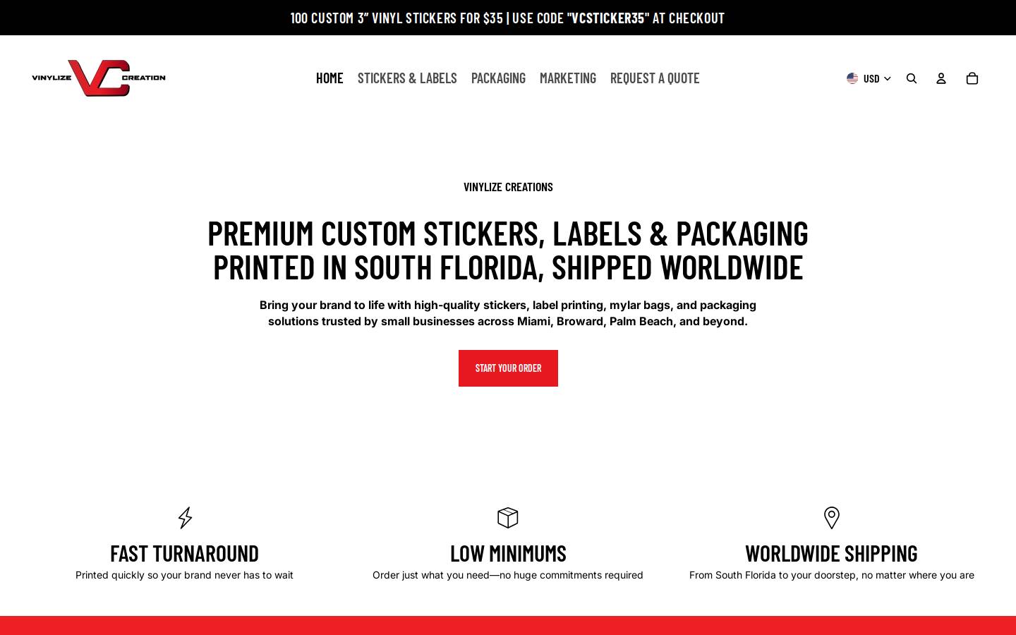vinylizecreation.com homepage screenshot