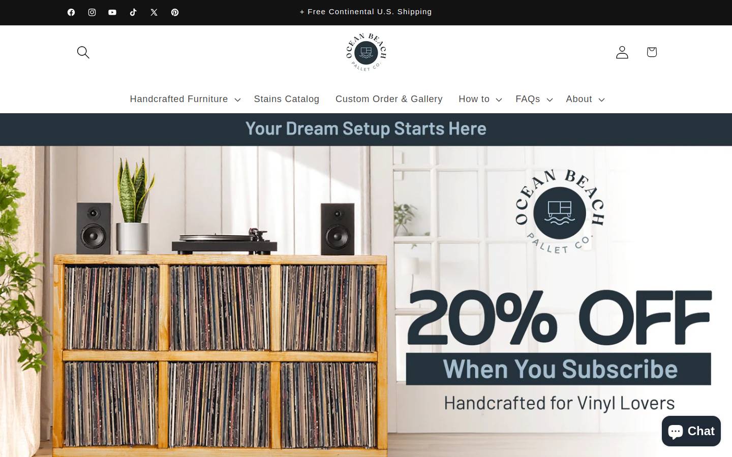 vinylrecordfurniture.com homepage screenshot