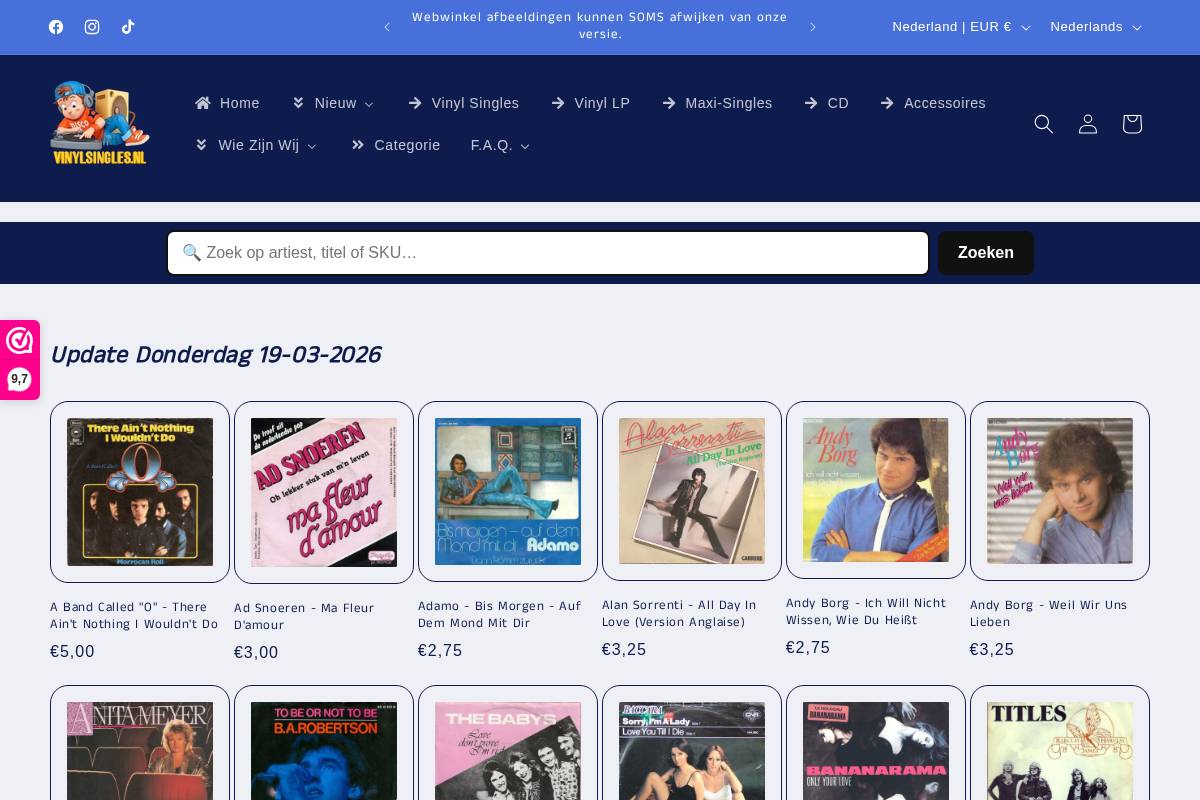 VINYLSINGLES.NL (webwinkel) homepage screenshot