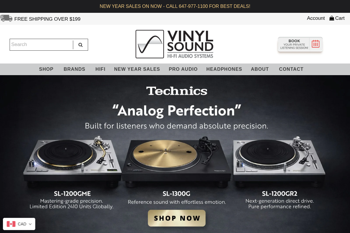 Vinyl Sound Canada Inc. homepage screenshot