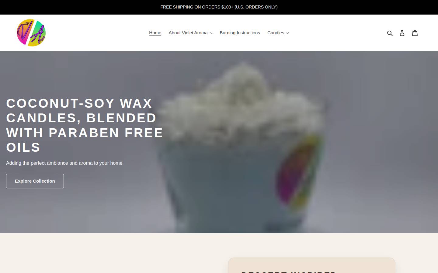 violetaroma.com homepage screenshot