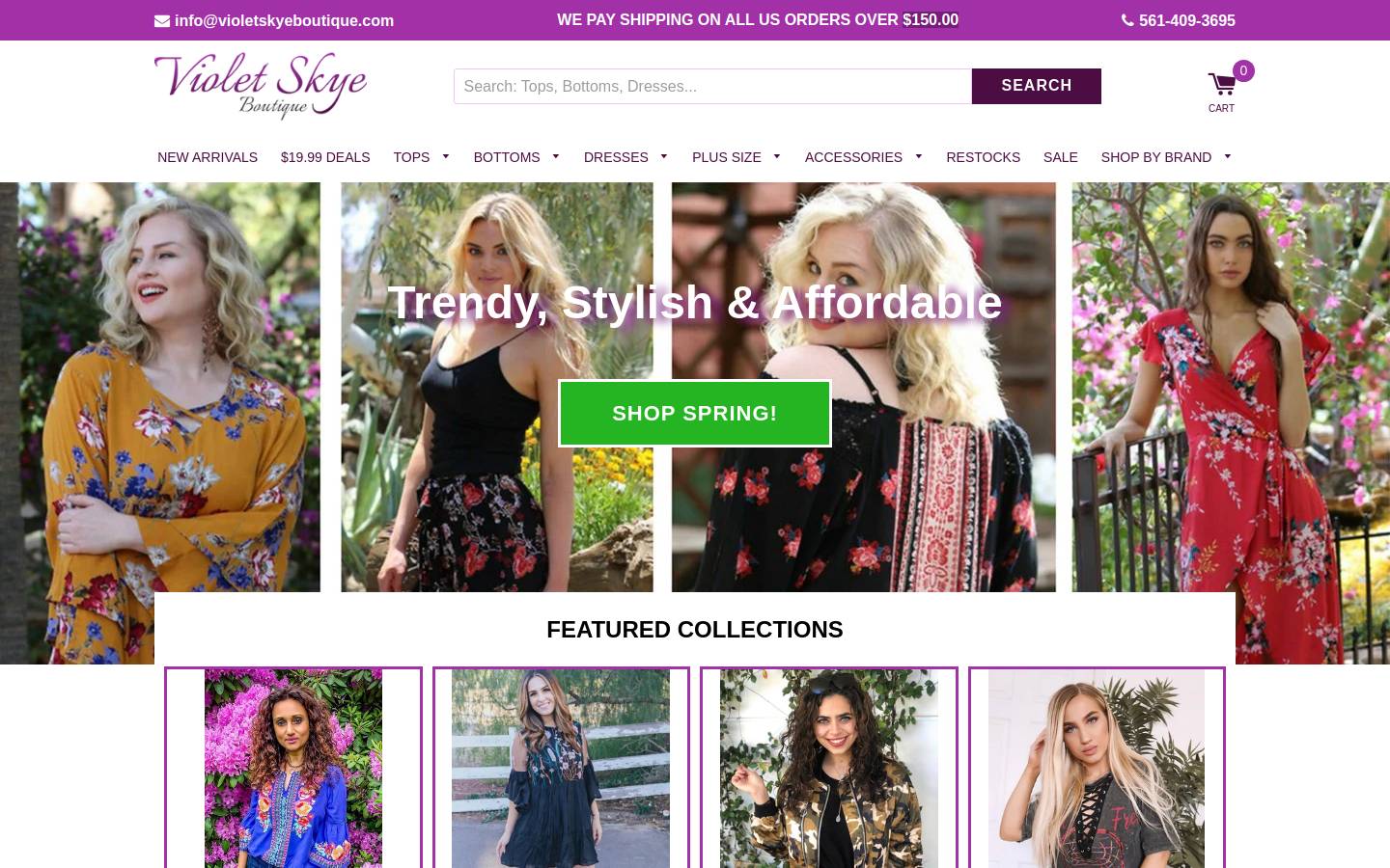 violetskyeboutique.com homepage screenshot