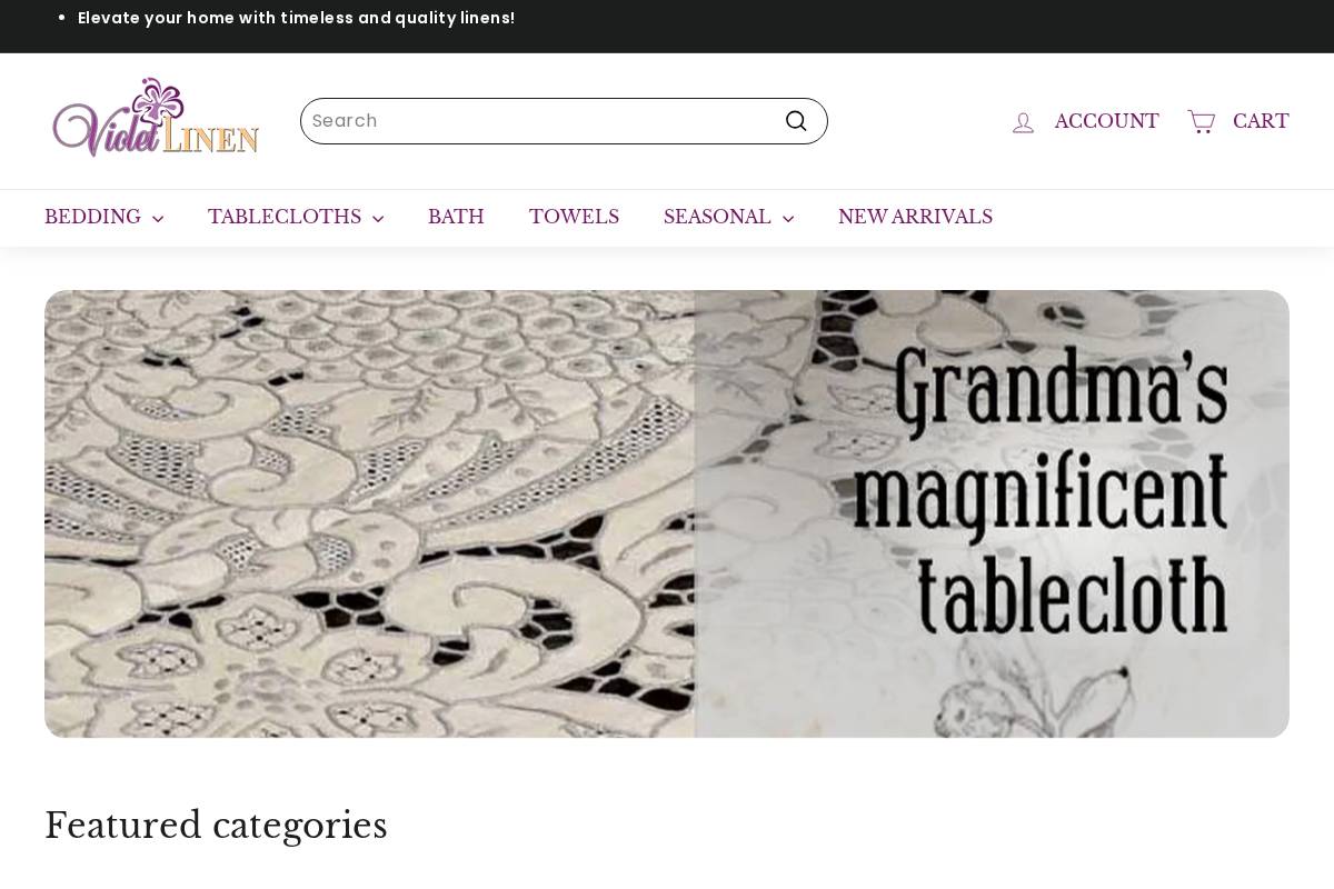 violettablelinens.com homepage screenshot