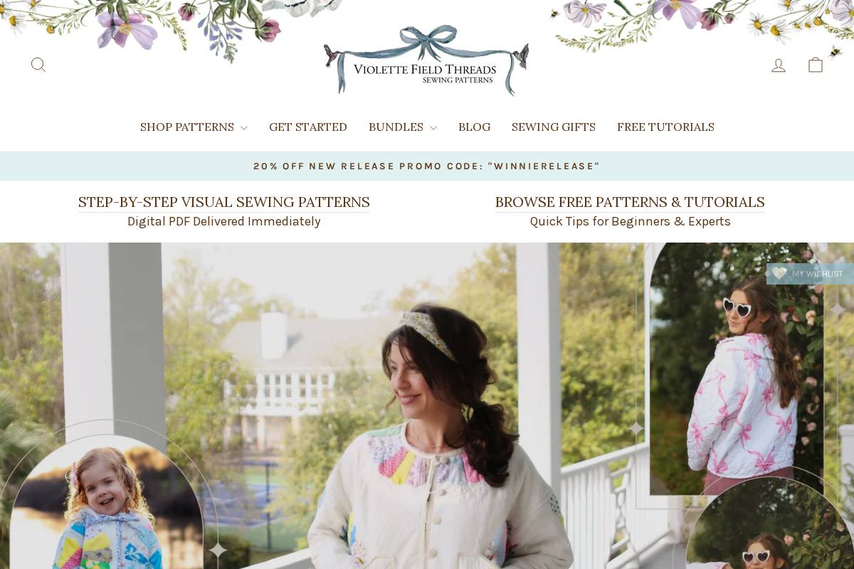 violettefieldthreads.com homepage screenshot