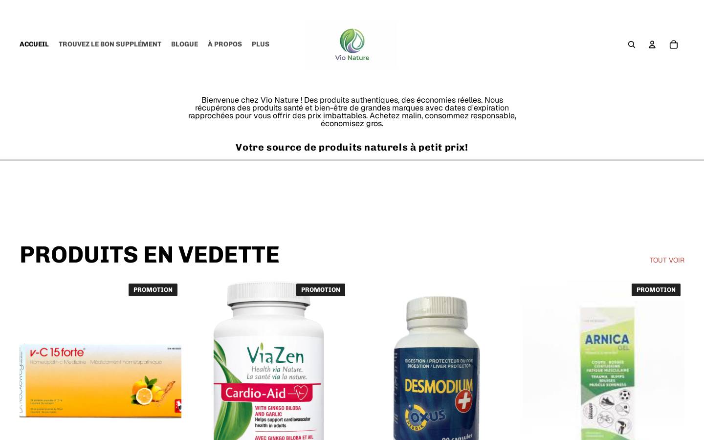 vionature.ca homepage screenshot
