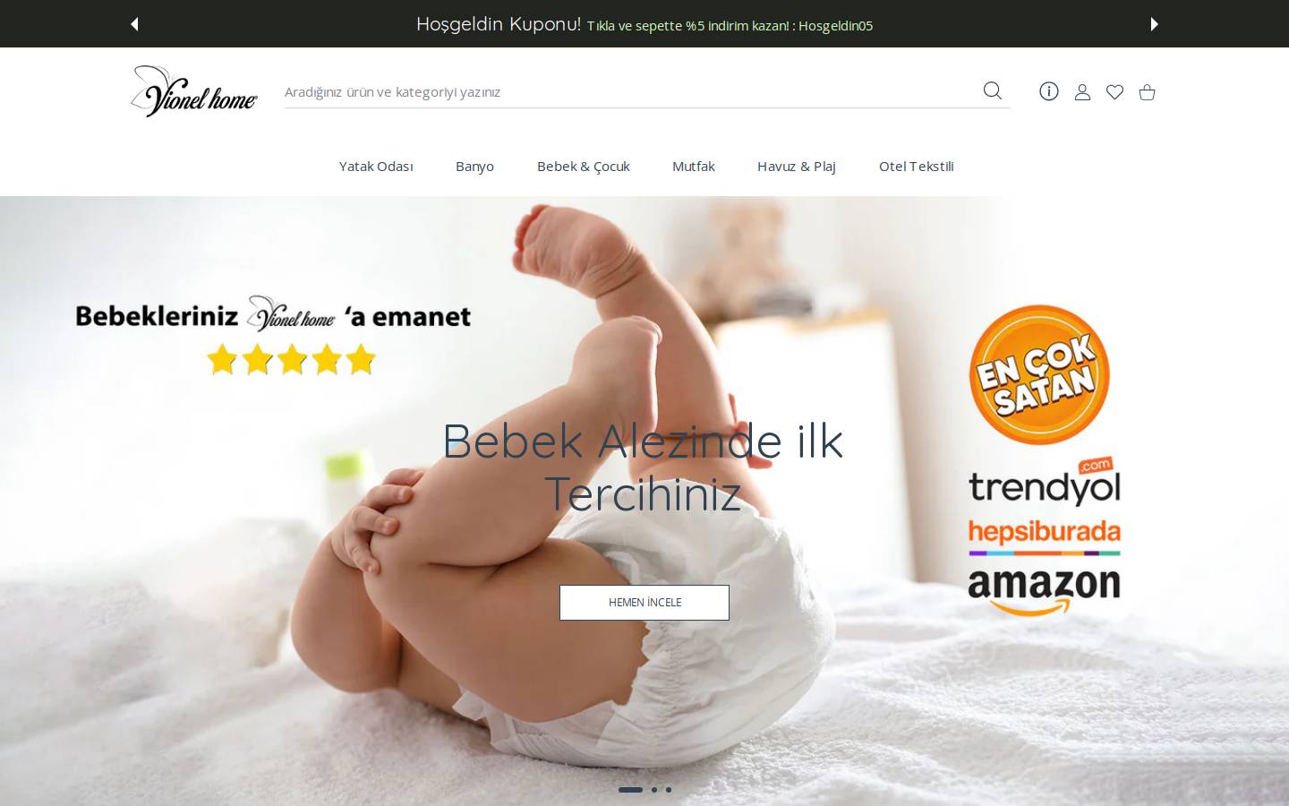 vionelhome.com.tr homepage screenshot