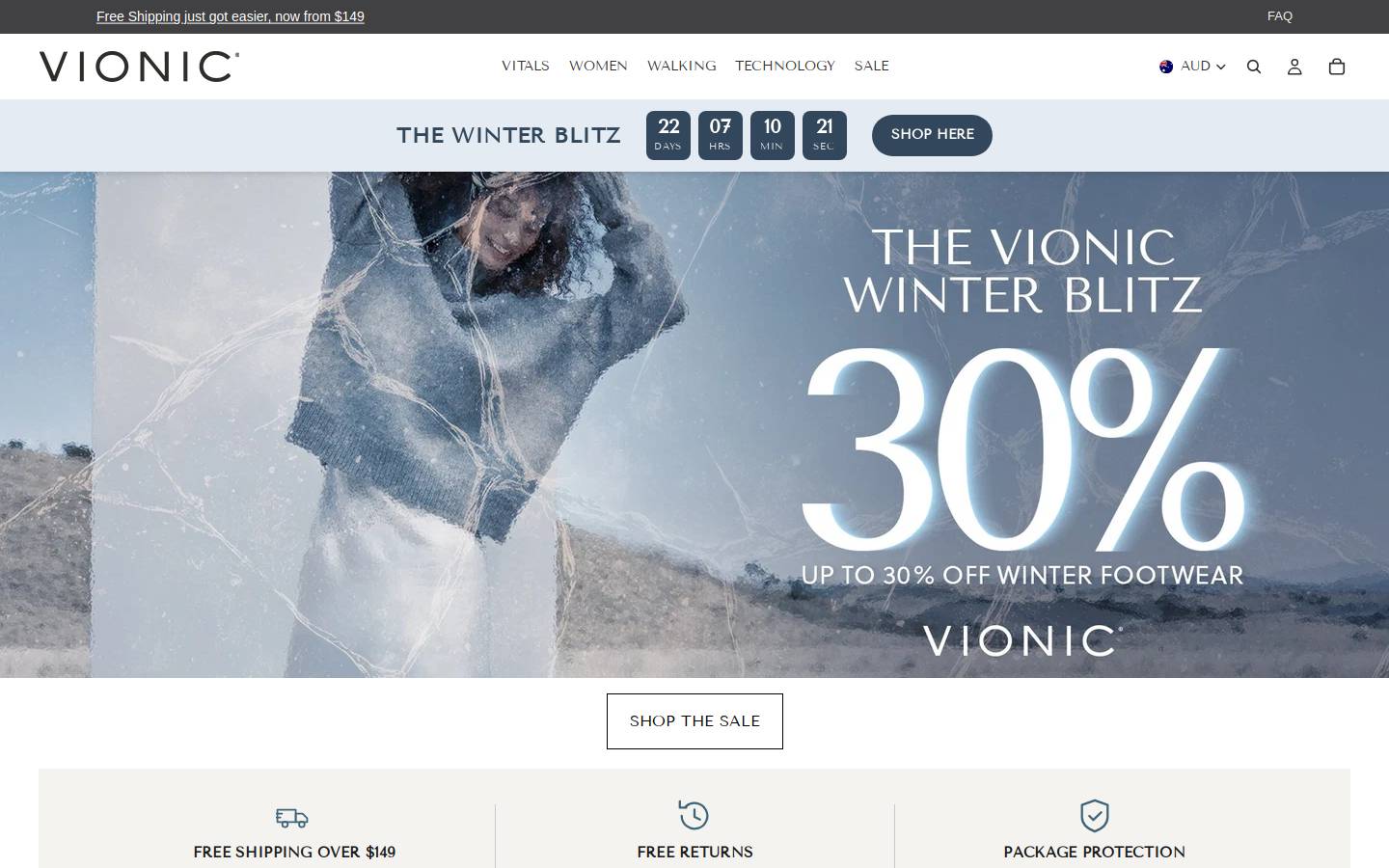 Vionicshoes homepage screenshot