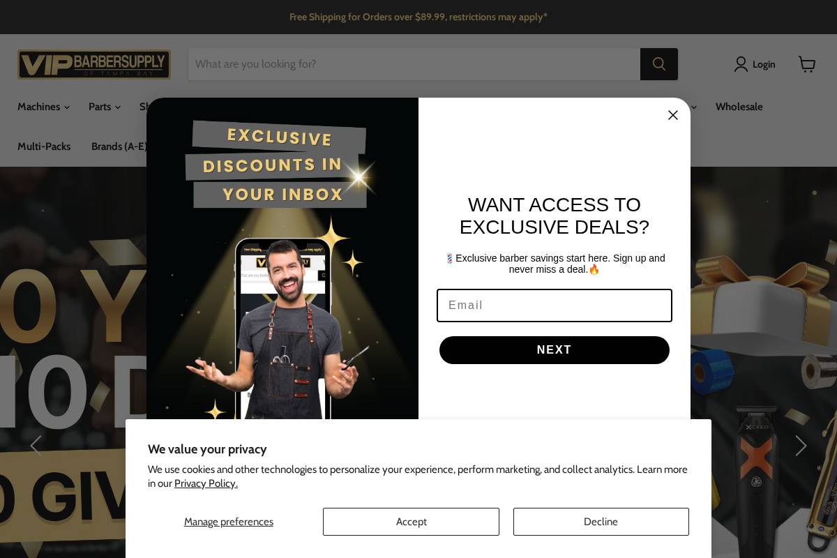 vipbarbersupply.com homepage screenshot