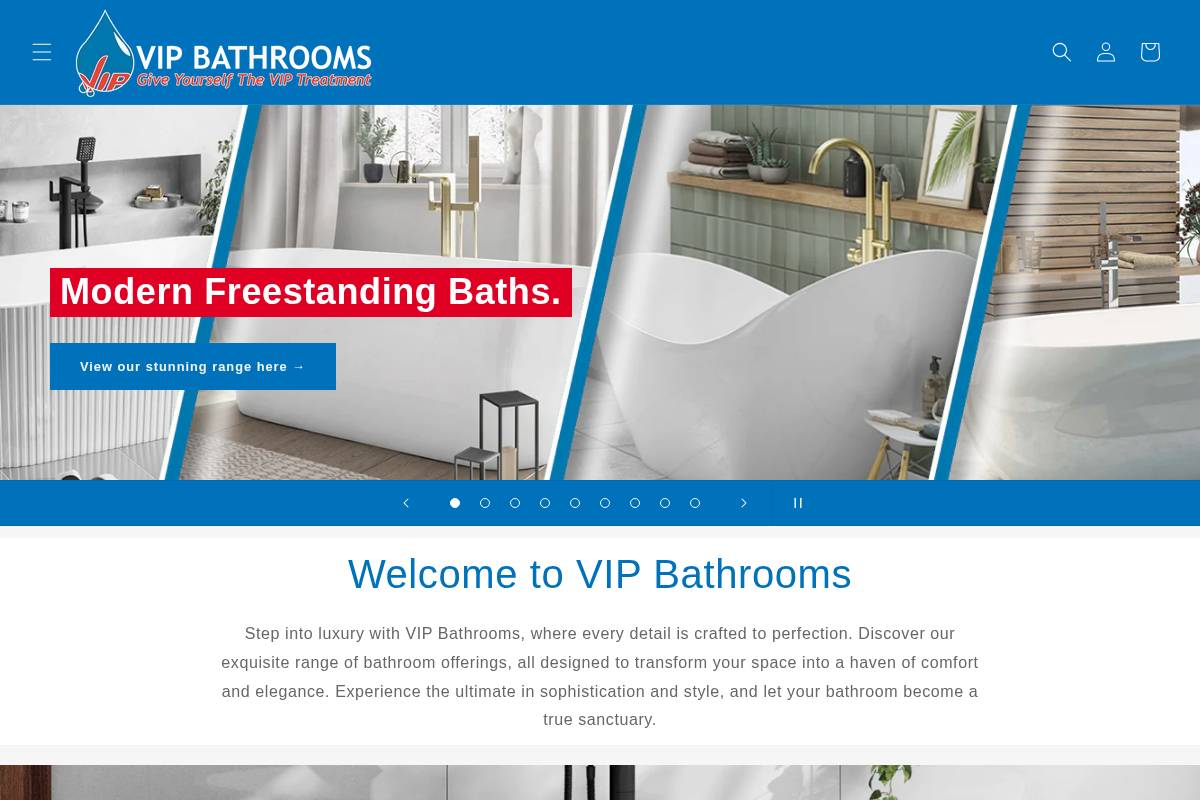 vipbathrooms.co.uk homepage screenshot