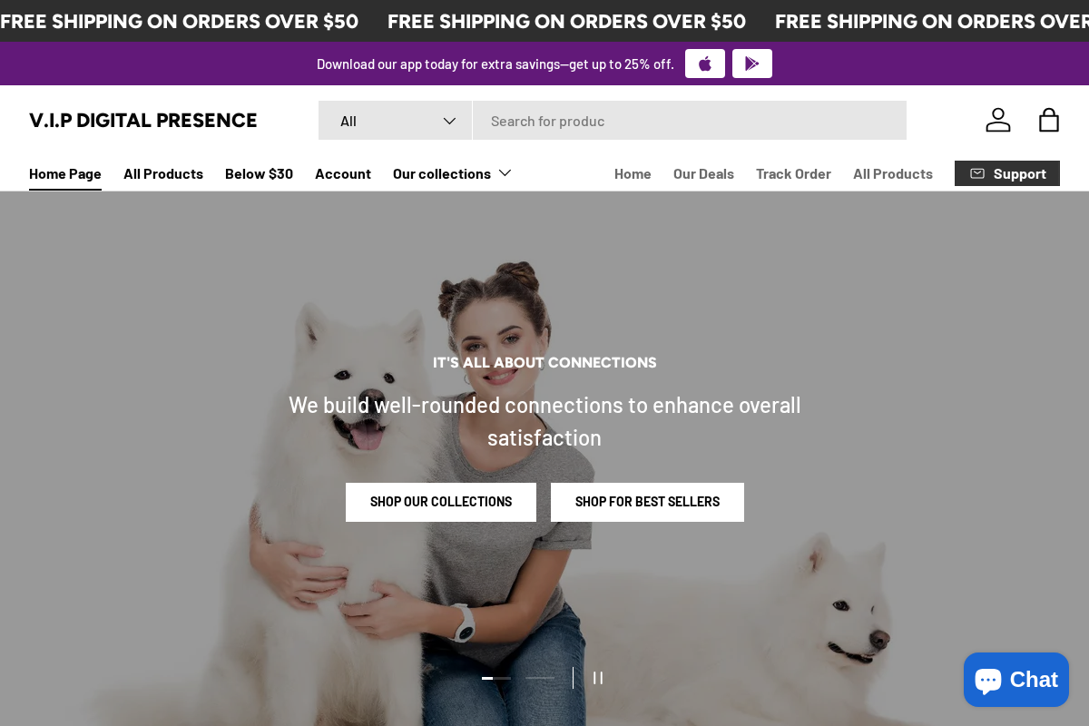 Vipdigitalpresence homepage screenshot